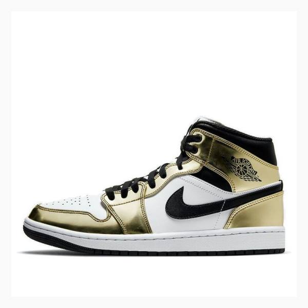Air Jordan 1 Nike Medio SE \'Metallic Gold\' Tênis de Basquete Masculino Douradas Pretas | JD-314VQ